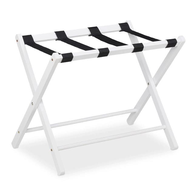 Relaxdays Kofferständer klappbar, Holz Gepäckablage, HBT: 54,5 x 66 x 44 cm, Kofferhocker für Hotel & Zuhause, weiß