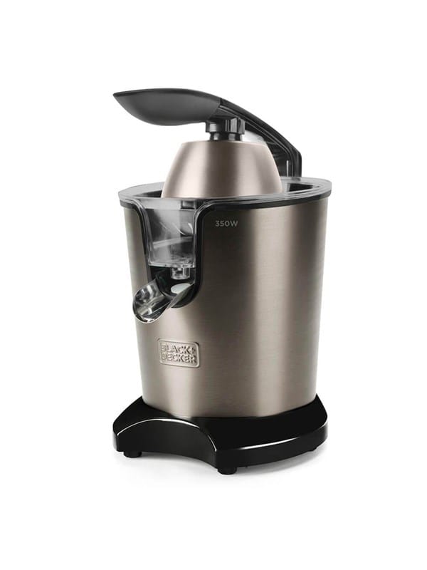 Black+Decker BXCJ350E Elektrischer Hebel-Entsafter 350W Professioneller AC-Motor Fruchtfleischregulierungsfilter 2 unterschiedlich große Tüten 650ml