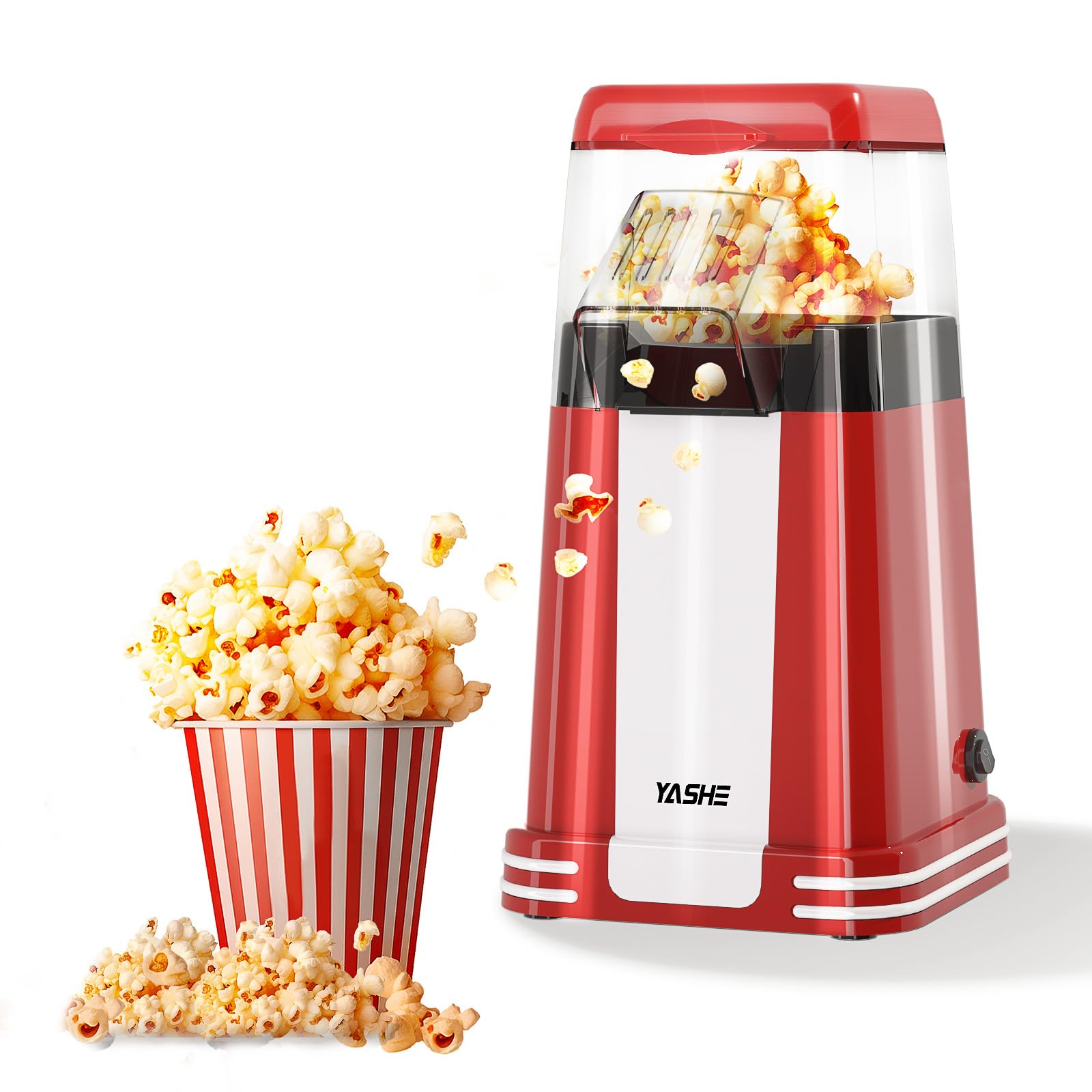 Yashe Popcornmaschine U6-1208, 1200 W, Heißluft, Rot