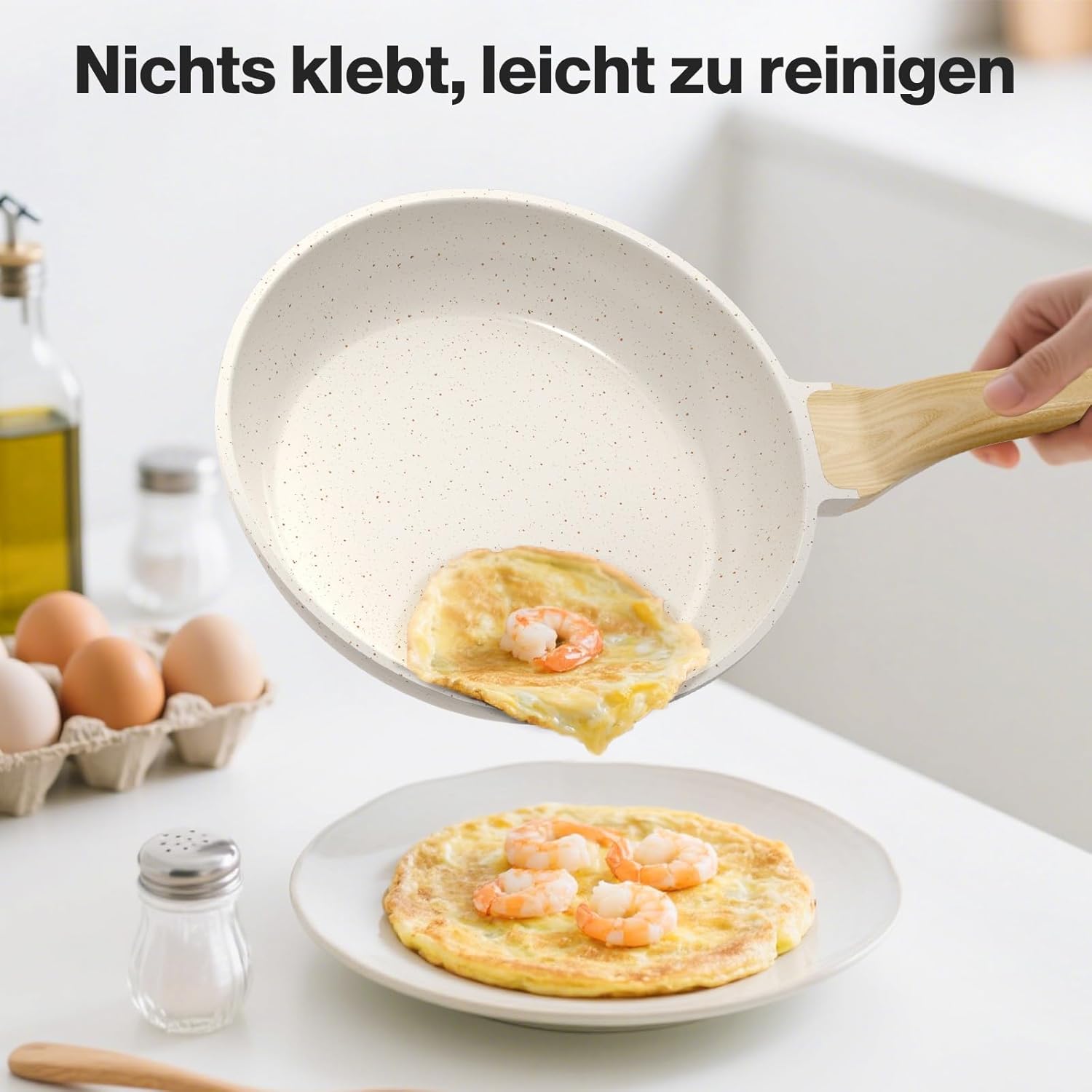 Bratpfanne Mit Antihaftbeschichtung, 20 Cm，pfannkuchen Und Speck, Induktionsgeeignet
