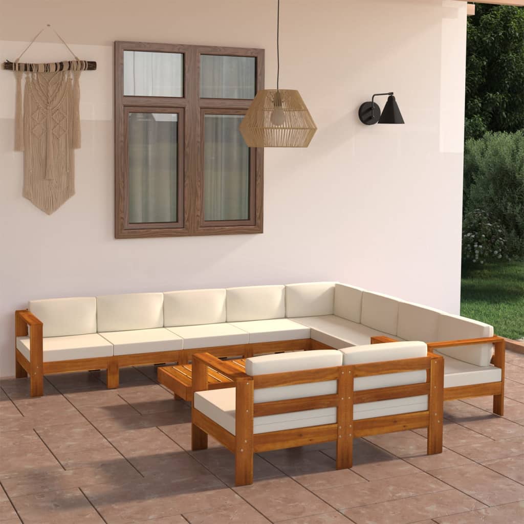 10-tlg. Garten-lounge-set Mit Kissen 100x60 Cm Akazienholz