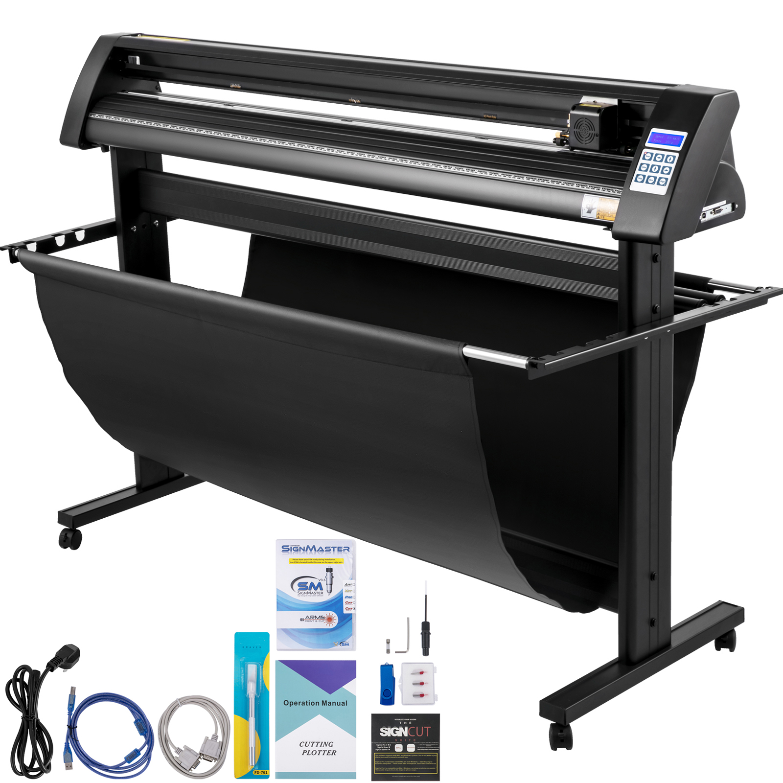Mophorn Vinyl Schneideplotter 1350 Mm, Folienschneider Mit 3 Mm Maximaler Schnittstärke, Schneidkraft Von 500 G, Halbautomatische Plottermaschine Mit Signcut-software Und 1-4 M Speichercache