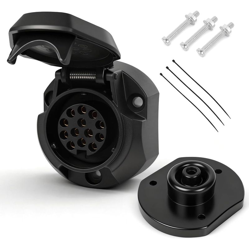 X 13-poliger Anhängersteckdosensatz, Wasserdichter Weiblicher Stecker, Schwarzer Abs-anhängerkupplungsstecker, Für Wohnwagen Und Andere Fahrzeuge