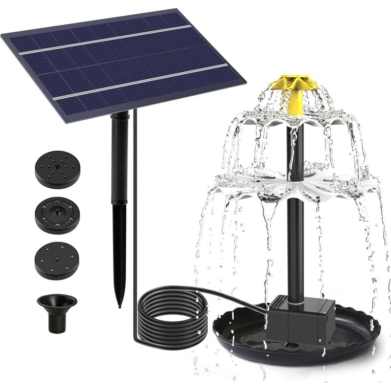 Solarbrunnenpumpe, Fördermenge 180 L/h, Höhe 70 Cm, Abs-platte, Für Teiche, Gärten, Aquarien