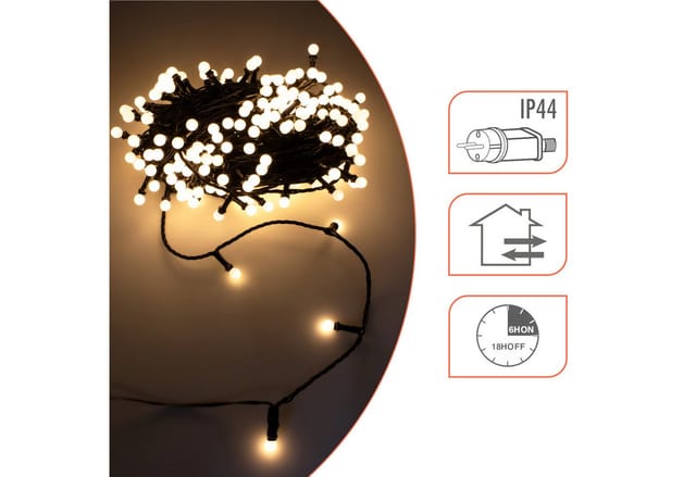 Led Lichterkette für Außen mit 200 mini Kugeln - 20 m - Deko Beleuchtung warm weiß mit Dimmer und Timer - Kugellichterkette Weihnachten Party Licht