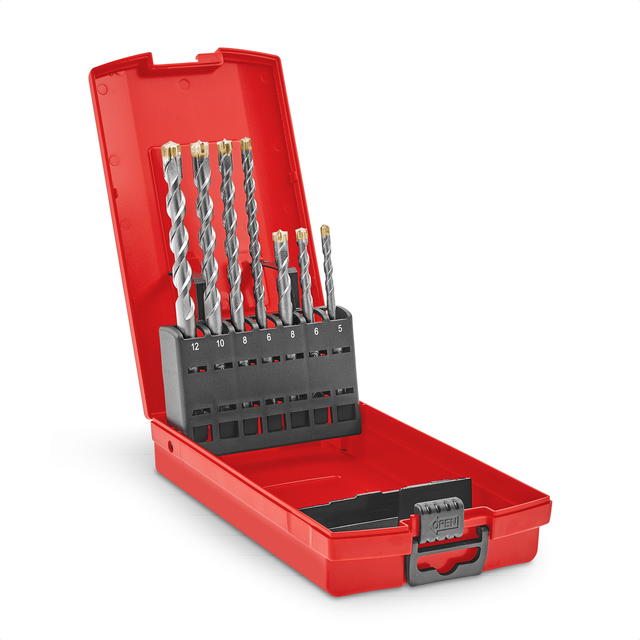 Sds Plus Bohrer Set, Hammerbohrer sds Plus Set (7-tlg., ø 5/6/6/8/8/10/12 mm x 110/160 mm, mit extrem schneller Hartmetall 4X-Schneide, für Beton,