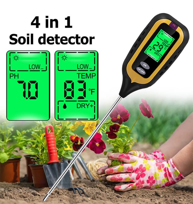Bodentester pH-Feuchtigkeitstemperatur Licht 4-in-1 pH-Messgerät Bodenfeuchtigkeit Elektronischer Erdtester für Gartenpflanzen