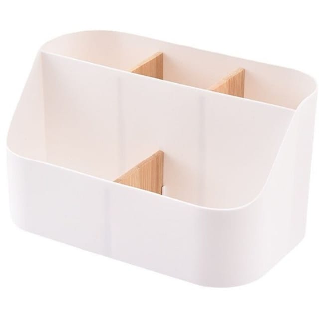 Schreibtisch-Organizer, Aufbewahrungsbox, Bürobedarf, Stifthalter mit Holzfächern, für Büro, Schule, Zuhause, Weiß