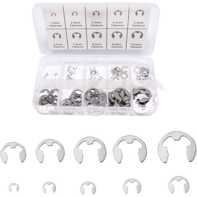 Lablanc - Interne Sicherungsringe, interner Sicherungsring, E-Clip-Ring, Edelstahl-E-Clip-Sicherungsring-Set, 120 Stück E-Clip-Sicherungsringe,