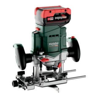 Metabo Akku-Oberfräse OFV 18 LTX BL 12, incl. 2x Akku LiHD 5,5 Ah, Schnellladegerät, Zubehör, metaBOX