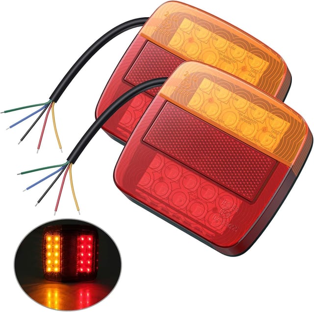 XVX - Stück multifunktionale LED-Rücklichter, rot, bernsteinfarben, weiß, Anhänger, lkw, Wohnwagen, Van, Boot, Kennzeichenleuchte, 12 v, E-Mark