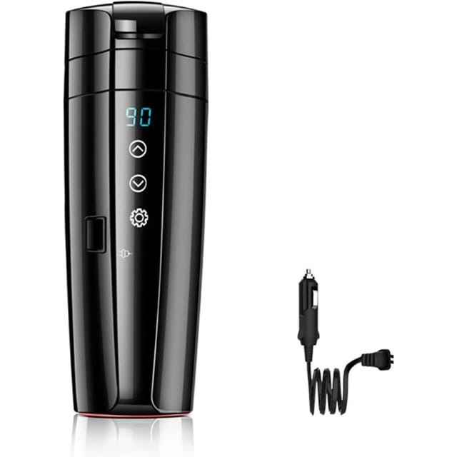 12V/24V Auto-Heizbecher, 400 ml beheizter Reisebecher aus Edelstahl, Dual-Use-Wasserkocher mit intelligenter Temperaturregelung