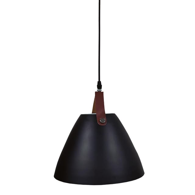 GSC - Hänge-Deckenleuchte der Serie 'Dianza' E27 (maximal 40W 230V) IP20 Ø27cm Schwarz und Lederfarbe