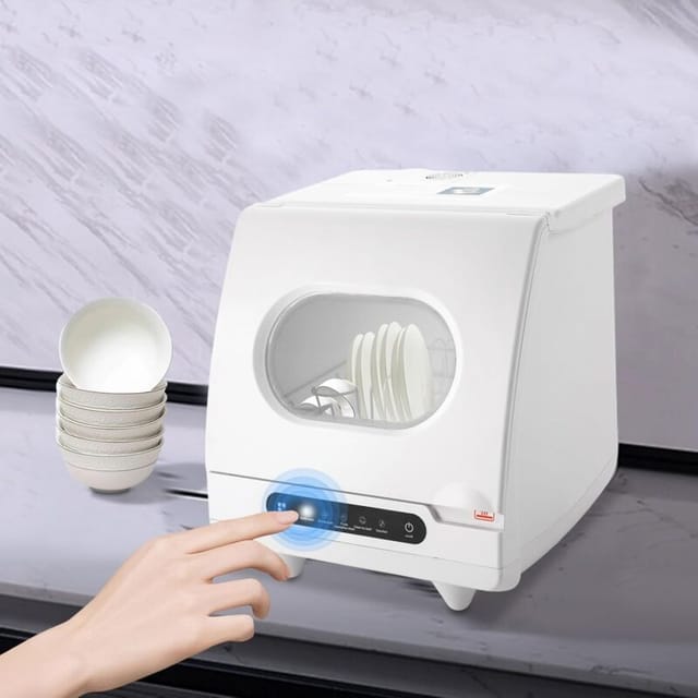 Gojoy - 800 W Mini Spülmaschine, Arbeitsplatte Spülmaschine, Stille Tragbare Spülmaschine, Mit 5 Programme Und Touch Control Für Reinigung Geschirr, Tassen Und Gläser, Für Küche