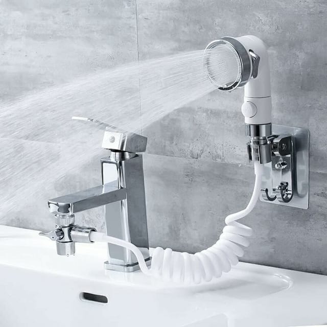 Duschset Für Waschbecken, 3 Verstellbare Düsen, 3 M Teleskopschlauch, Für Bad, Küche Und Badewanne