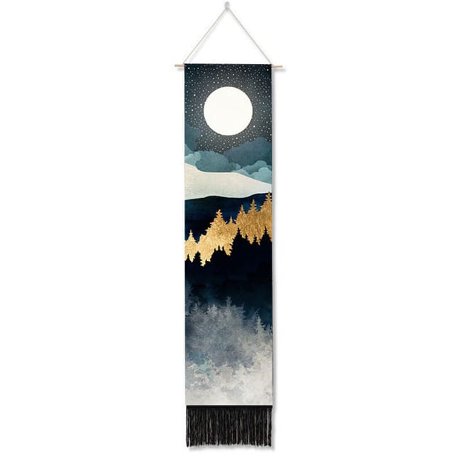 1 Set Schmaler Wandteppich, Langer Wandbehang, Landschaftsmalerei, Naturlandschaft, Wandteppich Für Schlafzimmer, Vertikaler Wandteppich