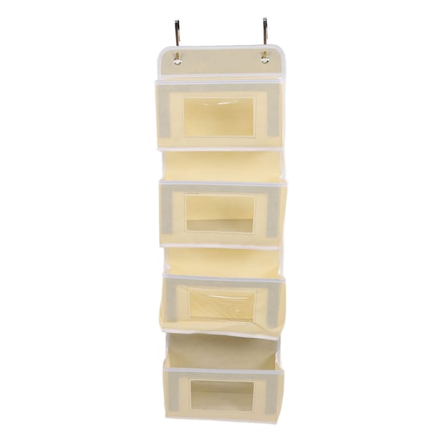 Multifunktionaler Türhänger aus strapazierfähigem Stoff mit 4 Fächern und Haken, platzsparend für den Kleiderschrank (Farbe: Khaki)