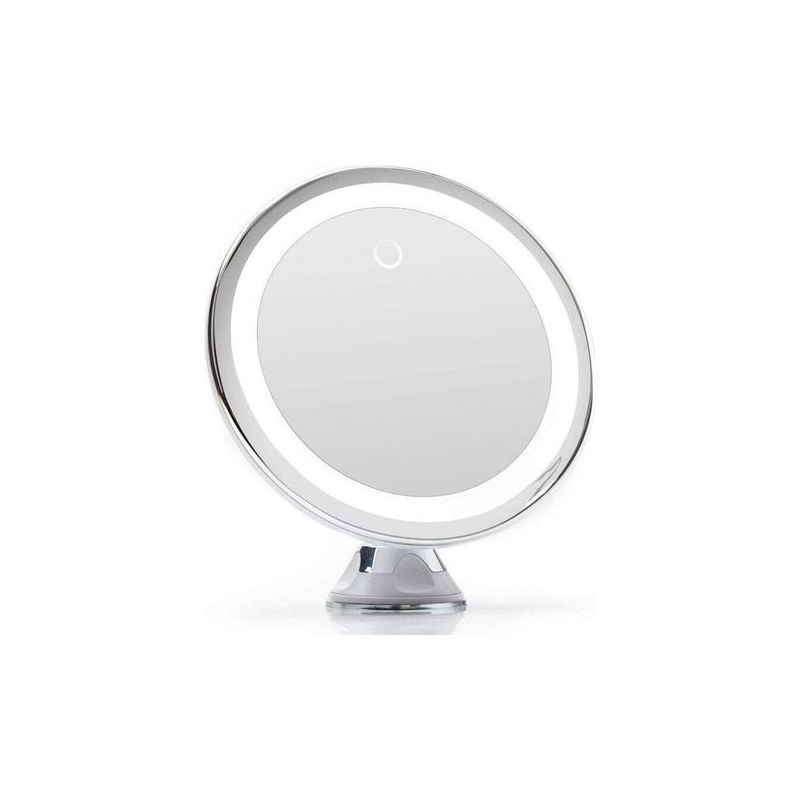 Dbbegk 10-fach Vergrößernder Led-spiegel Mit Starkem Saugnapf, Usb- Oder Batteriebetrieben - Kosmetikspiegel Mit Dimmbarem Tageslicht Für Badezimmer, Luna (weiß)