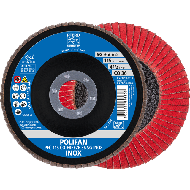 Fächerschleifscheibe cofreeze gewölbt 115mm K36 Pferd