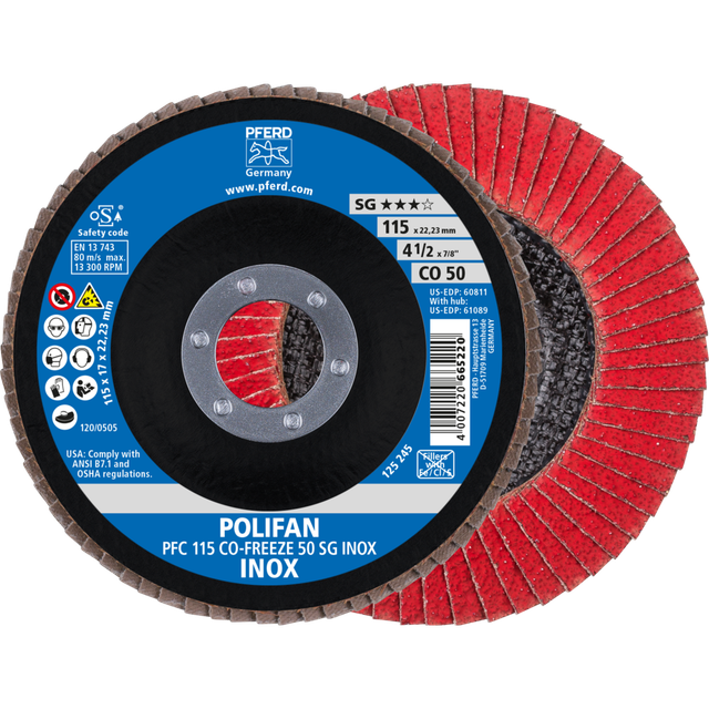 Fächerschleifscheibe COFREEZE gewölbt 115mm K50 Pferd