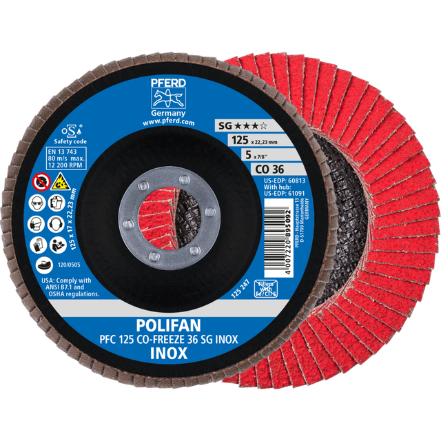 Fächerschleifscheibe cofreeze gewölbt 125mm K36 Pferd