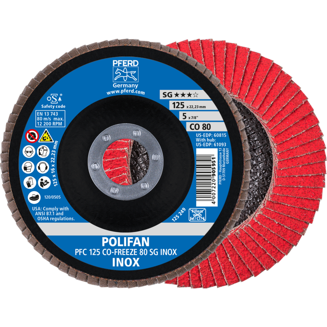 Fächerschleifscheibe cofreeze gewölbt 125mm K80 Pferd