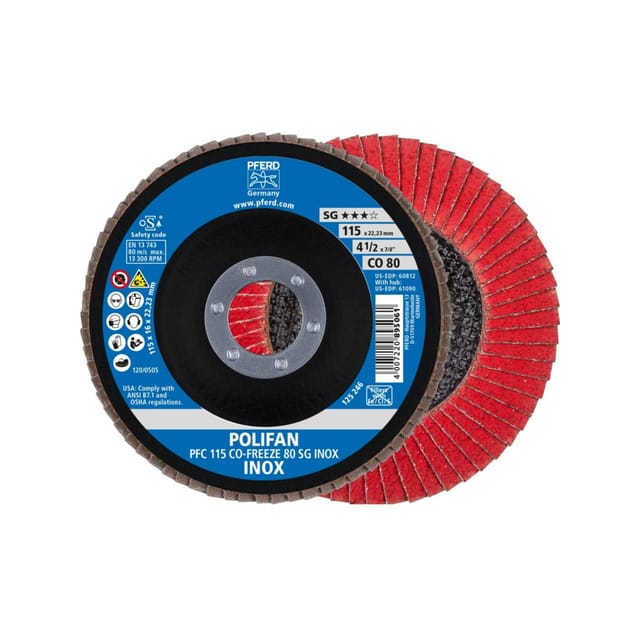 Fächerschleifscheibe cofreeze gewölbt 115mm K80 Pferd