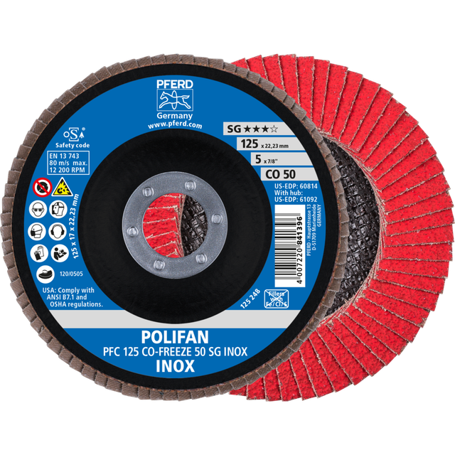 Fächerschleifscheibe cofreeze gewölbt 125mm K50 Pferd