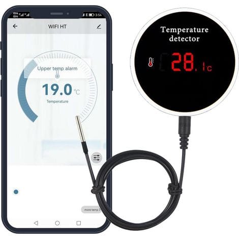 Wlan-temperatursensor Mit Wasserdichter Außensonde, Hintergrundbeleuchtetem Lcd-display, Akku Und Fernüberwachung Für Gefrierschrank, Kühlschrank Und Aquarium