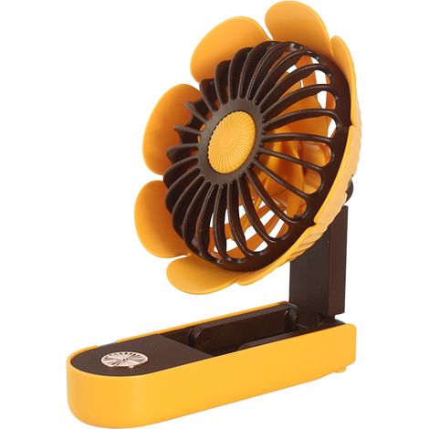 Tragbarer, Faltbarer, Wiederaufladbarer Sonnenblumenventilator Mit Usb-anschluss – Mini-ventilator In Gelb Mit Integriertem Akku, Ideal Für Sommer, Reisen, Outdoor-veranstaltungen Und Zum Abkühlen.