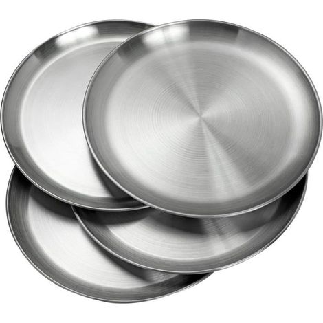 4 Edelstahlteller, 20 Cm, Leicht Und Bruchsicher, Bpa-frei, Spülmaschinenfest, Für Den Täglichen Gebrauch