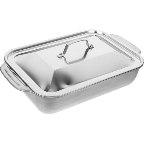 Rechteckige Grillpfanne Aus Edelstahl Mit Deckel Für Gleichmäßiges Garen