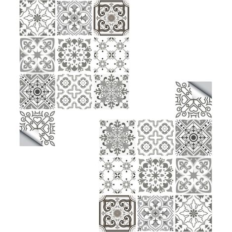 Set Mit 20 Vintage-fliesen – Grau