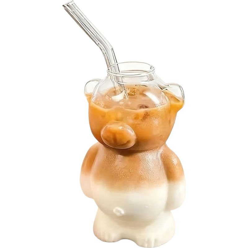 Niedlicher Bären-glasbecher Mit Strohhalm