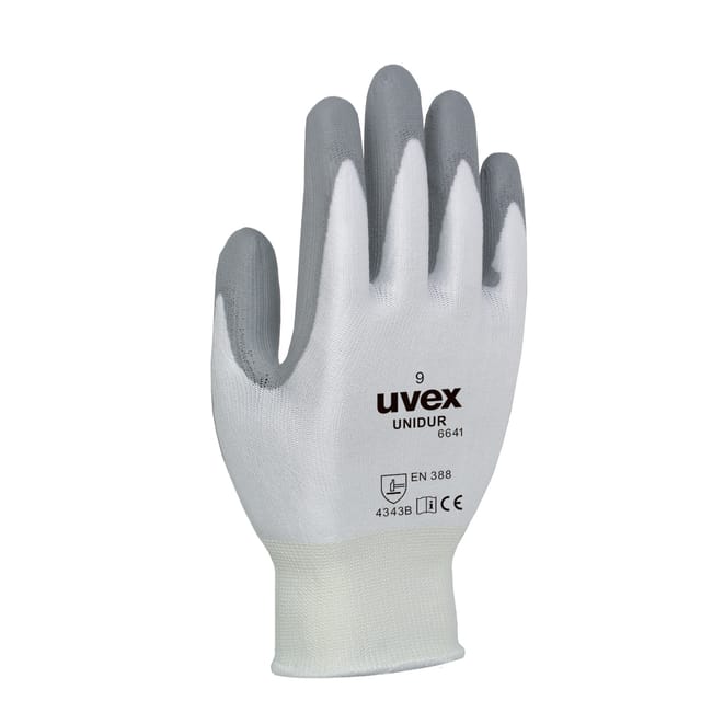 UVEX Schnittschutzhandschuhe UNIDUR 6641 PU, weiß/grau, Gr. 9