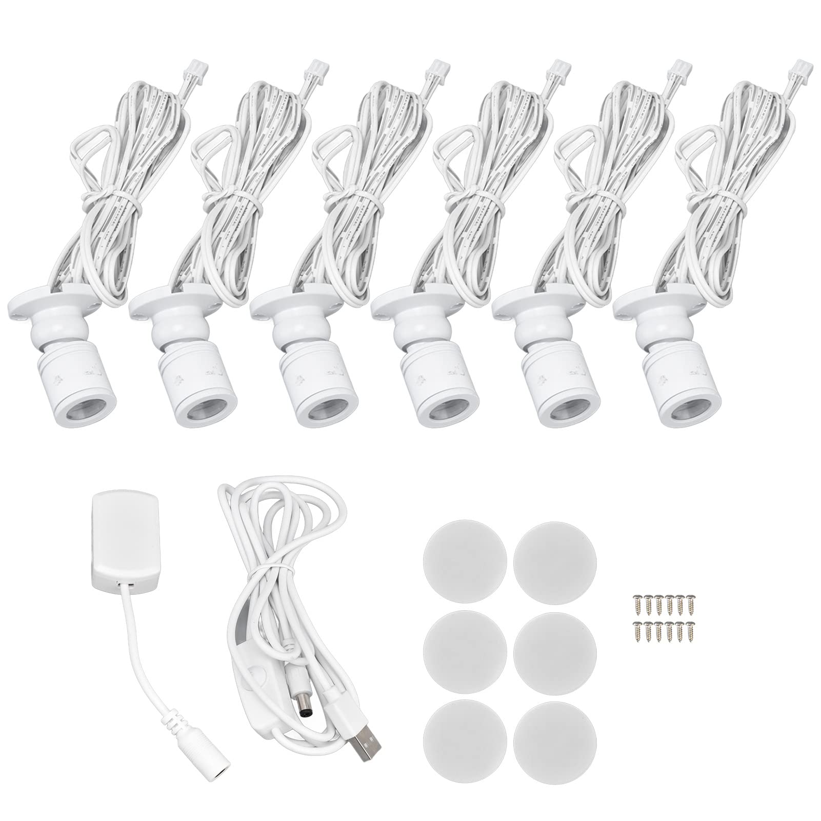 Set Mit 6 Led-unterbauleuchten, 1 W – Usb – Vitrinenbeleuchtung – Weinkeller/ausstellung – Weißes Licht – Schleppleuchte