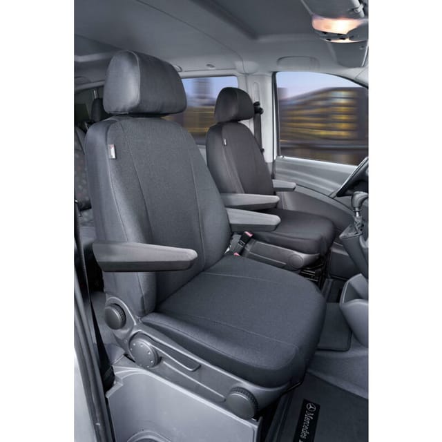 Walser - Passform Sitzbezug aus Stoff kompatibel mit Mercedes-Benz Viano/Vito, 2 Einzelsitze mit Armlehne innen & außen