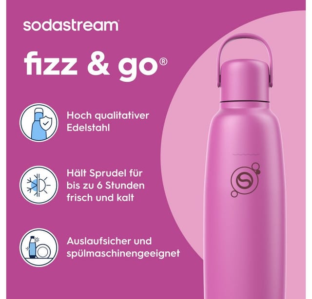 Sodastream Fizz&go Cool Thermoflasche 0,9 L Edelstahl Guava-farbe
