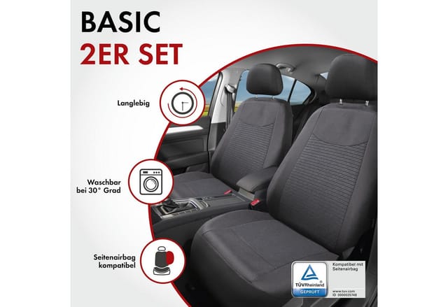 Walser - Autositzbezug Speedway Vordersitze Collection Basic schwarz Sitzbezug
