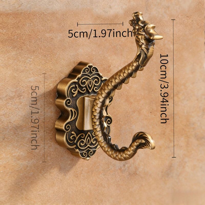 Taishengda – Set Aus Drei Haken Im Vintage-stil Mit Chinesischem Drachenmuster Und Antik-finish, Inklusive Schraubbefestigungen. Für Taschen, Hüte Und Bademäntel.