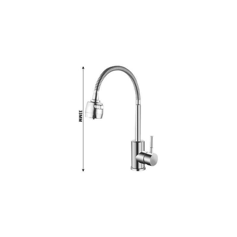 Taishengda – Warm- Und Kaltwasserarmatur Für Die Küchenspüle, Flache Dreiwege-mischbatterie Aus Edelstahl 304, Mehrzweckarmatur (universalarmatur Mit Gebürsteter Oberfläche) Mit 60 Cm Langem Anschluss
