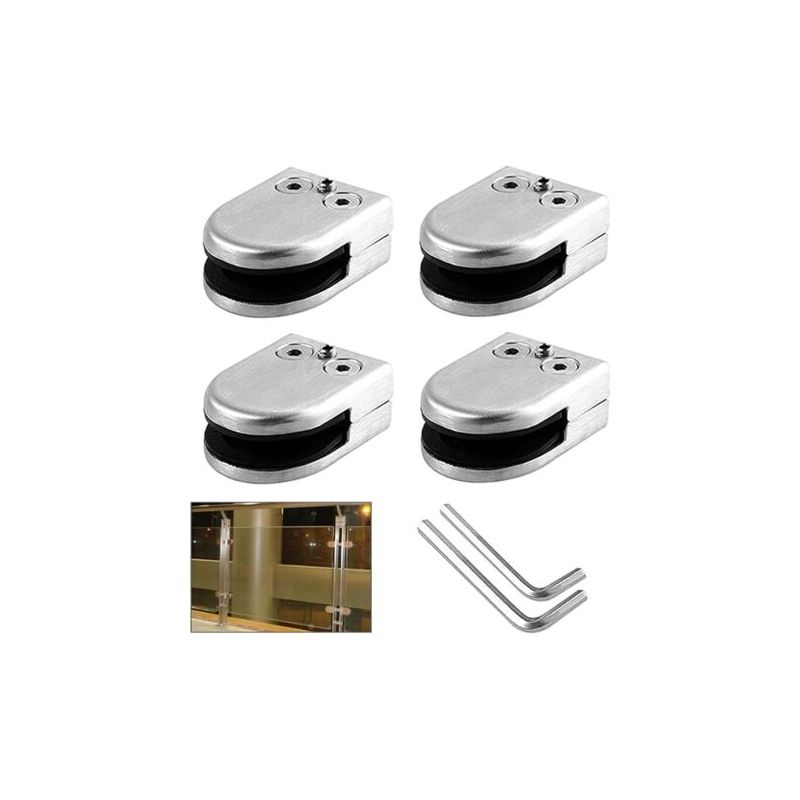 Taishengda Set Mit 4 Glasklemmen Für 8-10 Mm Glas (größe M) - Clipklemme Aus Edelstahl 304, Verstellbare Klemmhalterung Mit Flacher Rückseite, Für Handläufe, Treppengeländer (silber)