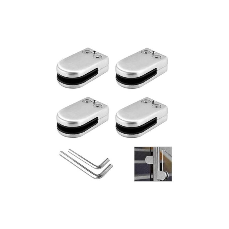 Taishengda Set Mit 4 Glasklemmen Für 6-8 Mm Glas (größe S) Aus Edelstahl 304, Verstellbare Flachrücken-klemmhalterung, Für Geländer, Treppengeländer (silber)
