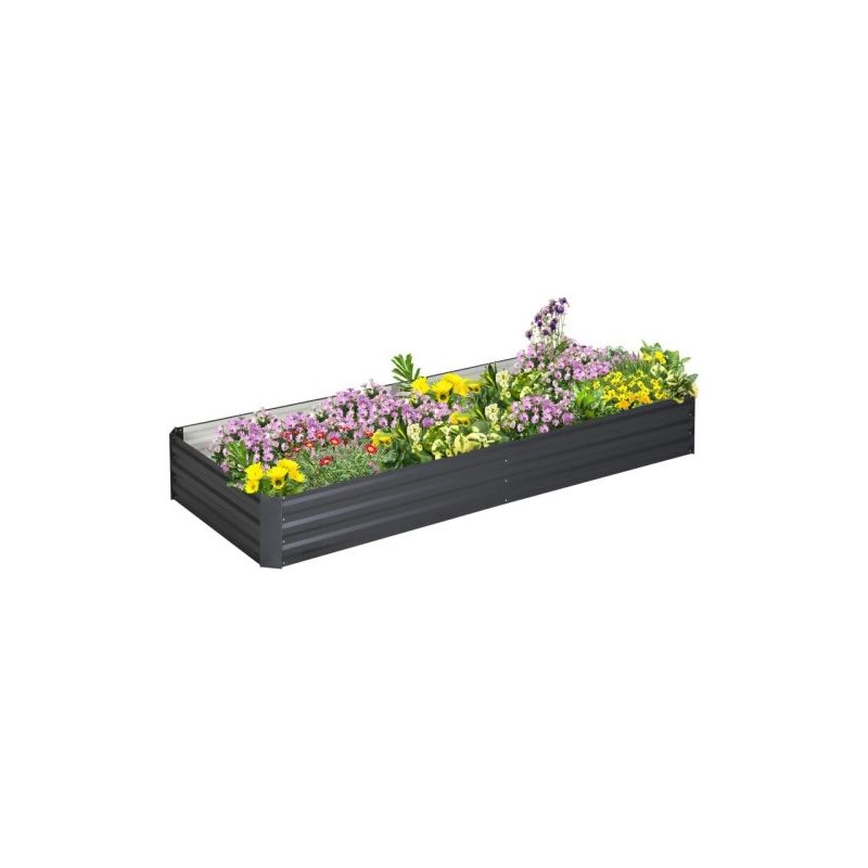 Taishengda – Hochbeet Aus Stahl, Offener Boden, Einfache Montage, 95 X 90,5 X 29,8 Cm (l X B X H), Grau