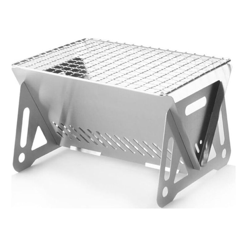Taishengda - Neuer Faltbarer Edelstahlgrill - Holzkohlegrill Zum Grillen, Für Den Heim- Und Außenbereich, Tragbares Modell - Kleiner Faltbarer Grill (mit Grillrost)