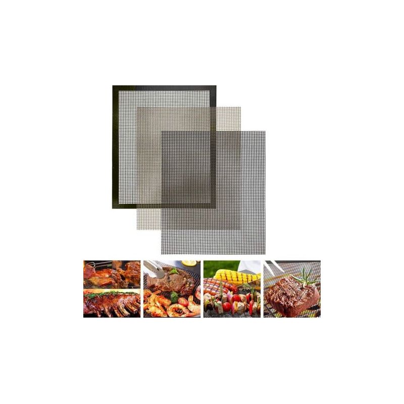 Taishengda 3er-set Grillmatten, Antihaftbeschichtete Grillmatten Aus Netzgewebe, Leicht Zu Reinigen, Wiederverwendbar, Für Gas-, Holzkohle- Oder Elektrogrills