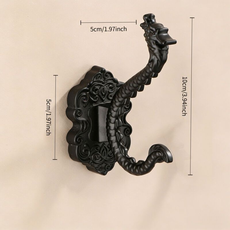 Taishengda – Set Aus Drei Schwarzen Haken Mit Chinesischem Drachenmotiv Und Antik-finish, Inklusive Befestigungsmaterial. Ideal Zum Aufhängen Von Handtüchern, Schlüsseln, Taschen, Hüten Und Bademäntel