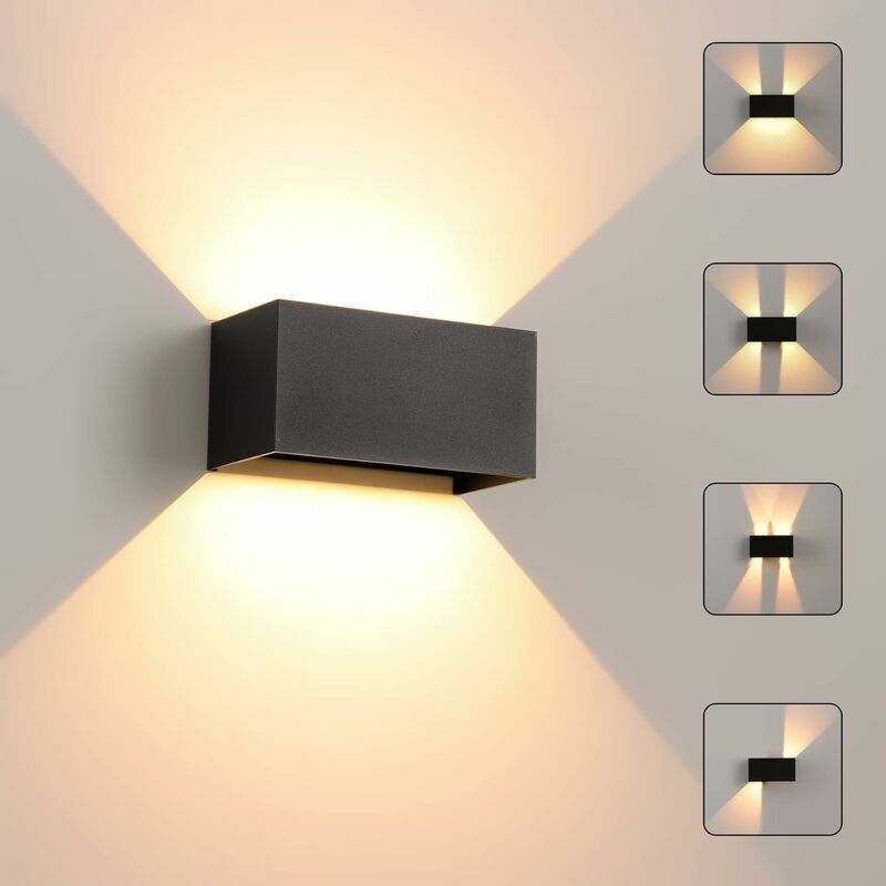Taishengda – Wasserdichte 12-w-led-außenwandleuchte, Moderne Wandleuchte Mit Zwei Abstrahlwinkeln (nach Oben Und Unten), Warmweißes Licht