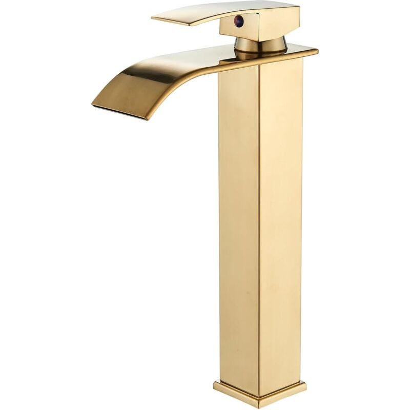 Taishengda Gold Flachauslauf-wasserfall-waschtischarmatur Mit 60 Cm Zulaufschlauch, Europäischer Stil, Breiter Auslauf, Warm- Und Kaltwasser-waschtischarmatur