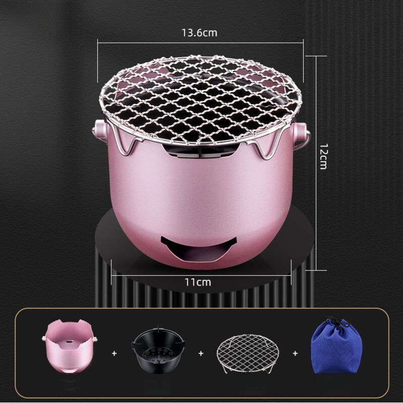 Taishengda – Mini-grill Mit Tragegriff, Edelstahl-holzkohlegrill, Ideal Für Camping Und Picknicks, Für 1–2 Personen, Kompakt Und Leicht Zu Transportieren – Lila